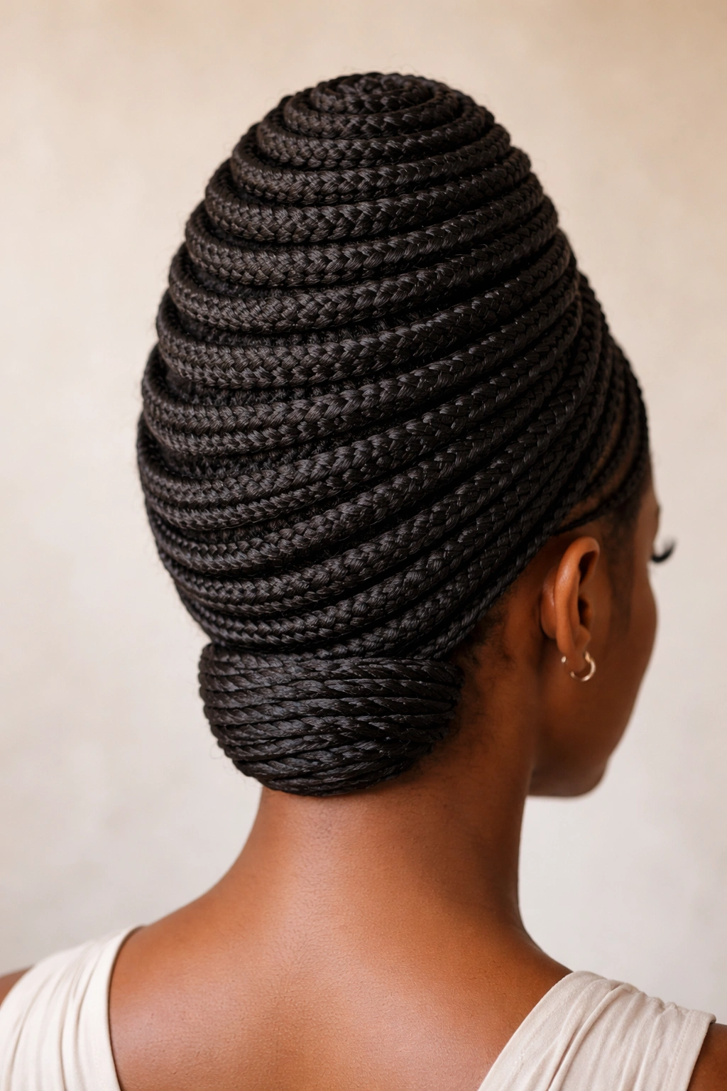 Spiral Beehive with wrapped ends showing crown-wrapped finish