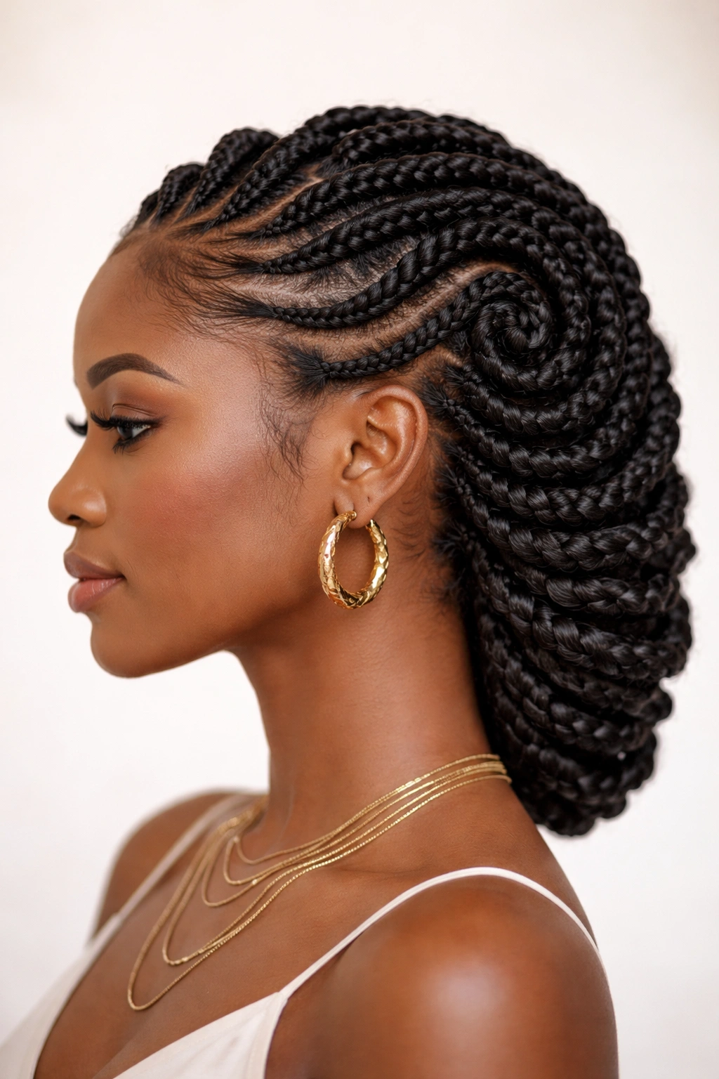 Profile view of Spiral Didi with Coils showing twisted coils along the scalp