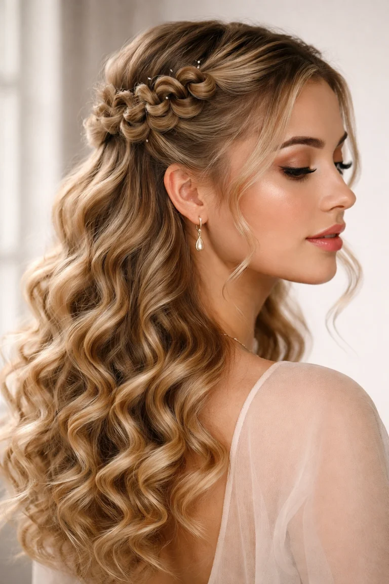 8 Pin Curl Half Up Half Down With Hair Pins