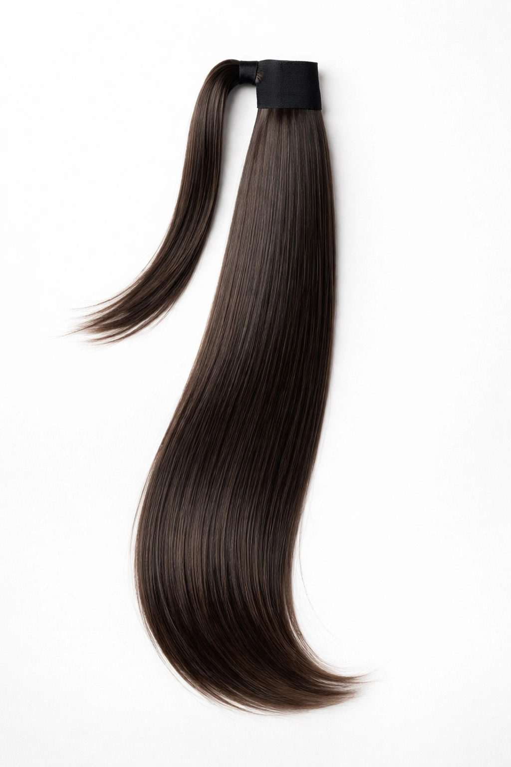 Close-up of straight shiny ponytail extension