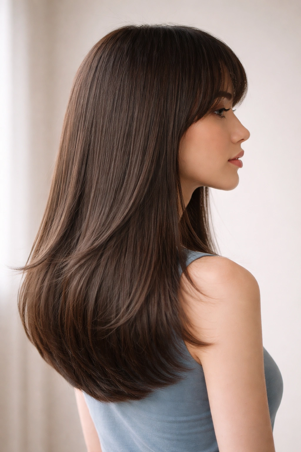 Hair with subtle grading forming jellyfish silhouette without heavy layers