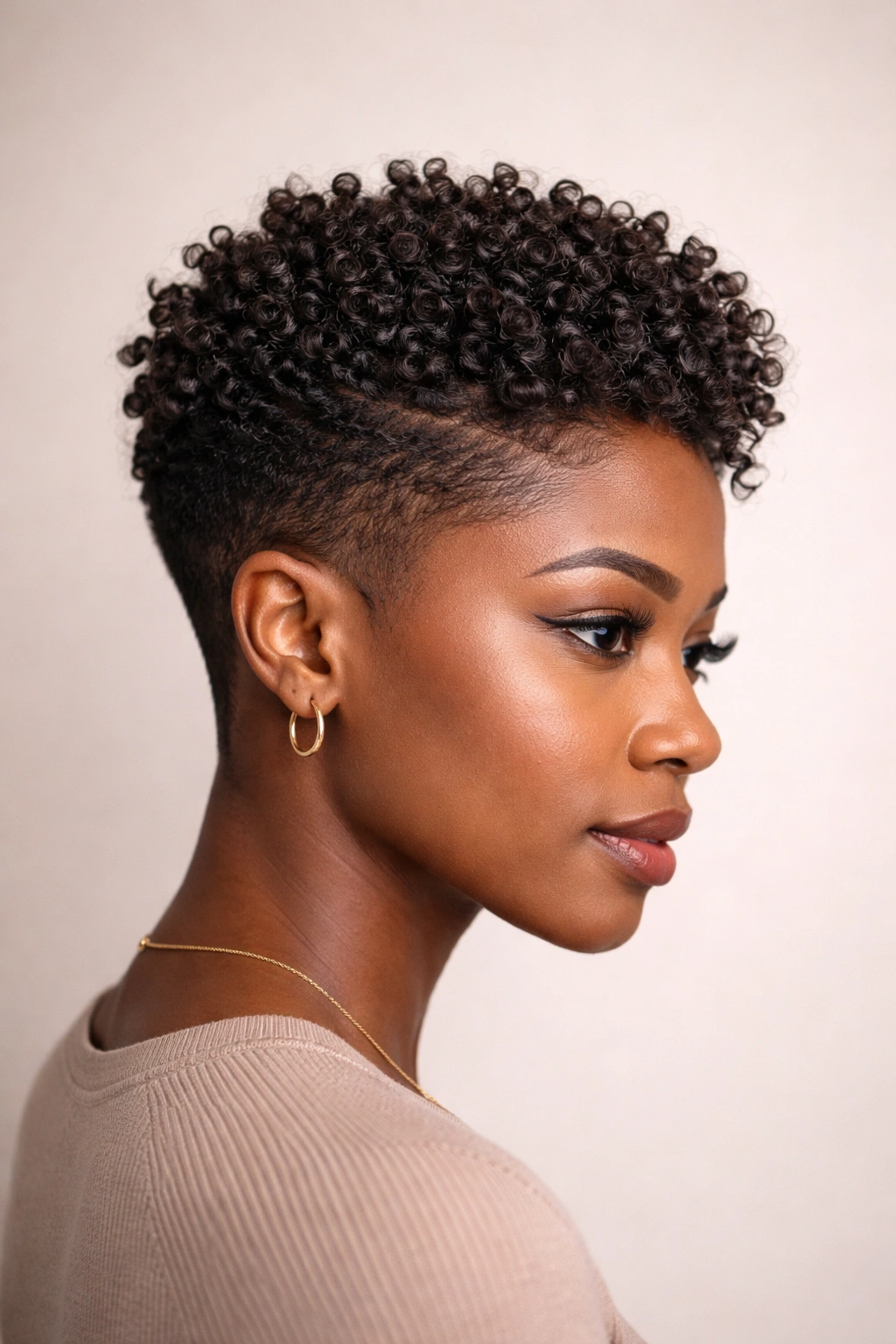 Profile portrait showing tapered sides and clearly defined coil pattern