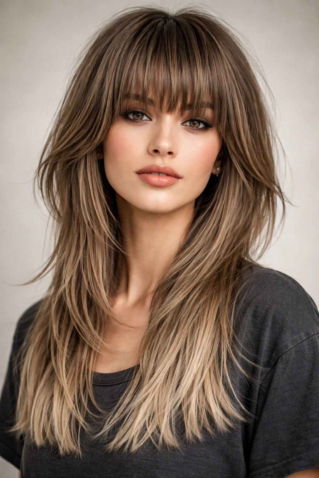 Jellyfish cut with textured bangs and choppy underneath