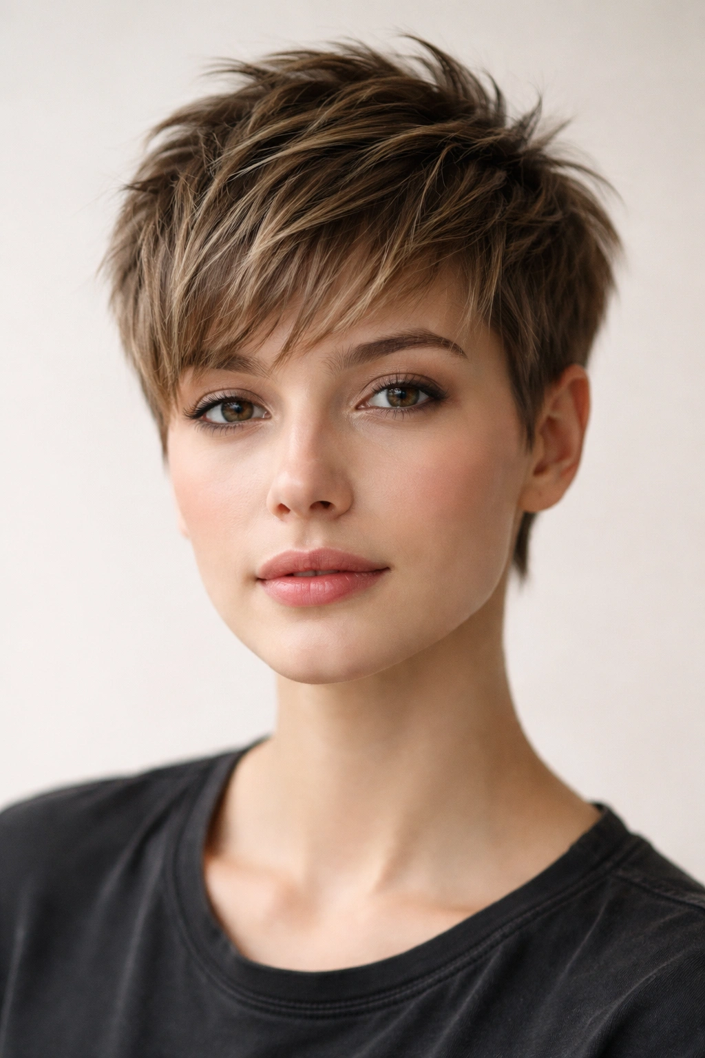 Close shot of a short textured crop with choppy top layers.