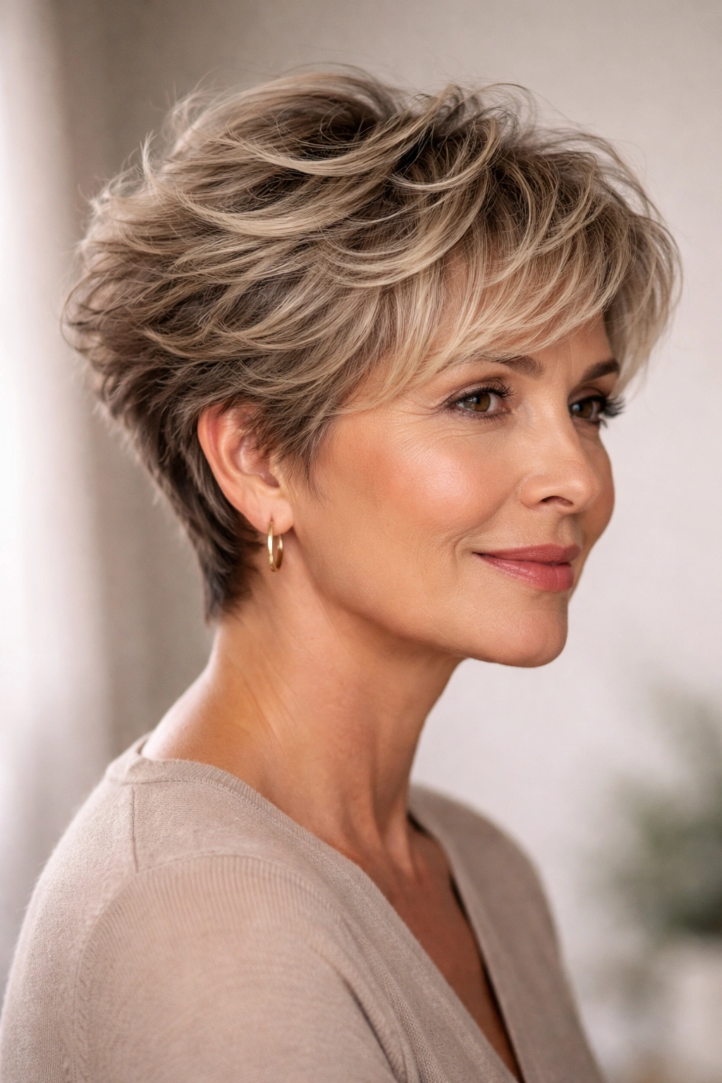 Close-up of textured crop with longer top layer and short sides