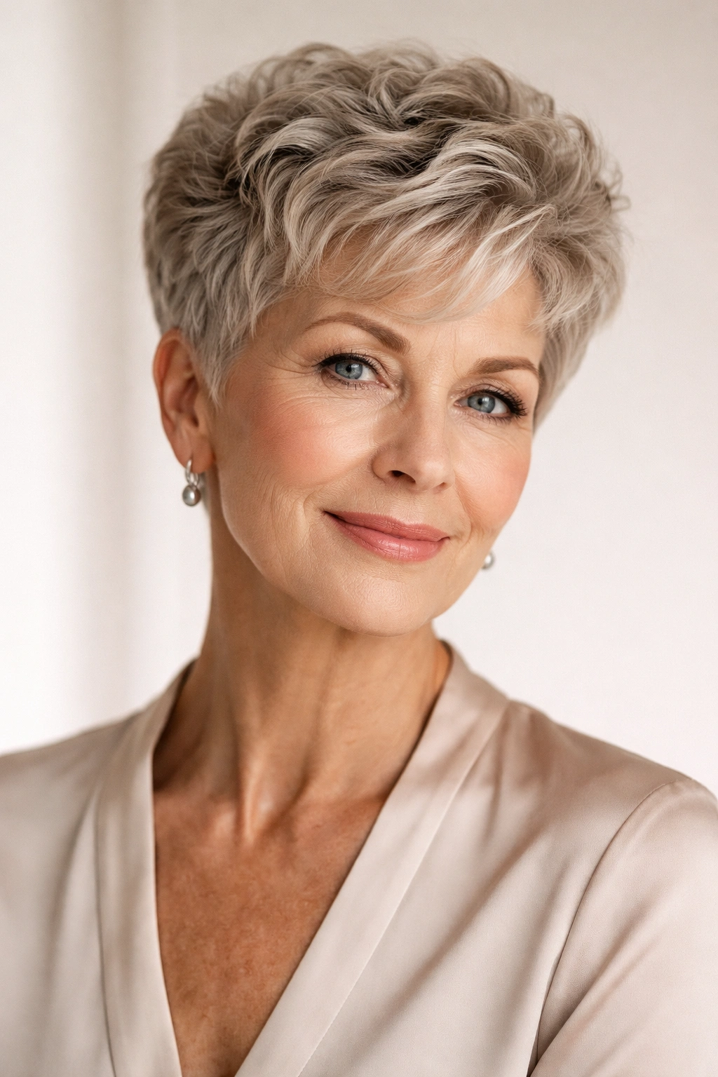 Close-up of a woman with textured crown and tapered sides