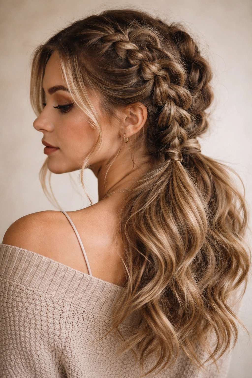 Textured double Dutch braids with intentional looseness and volume