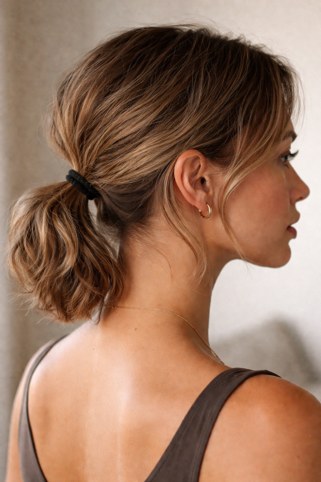 Low ponytail showing natural texture and strong grip