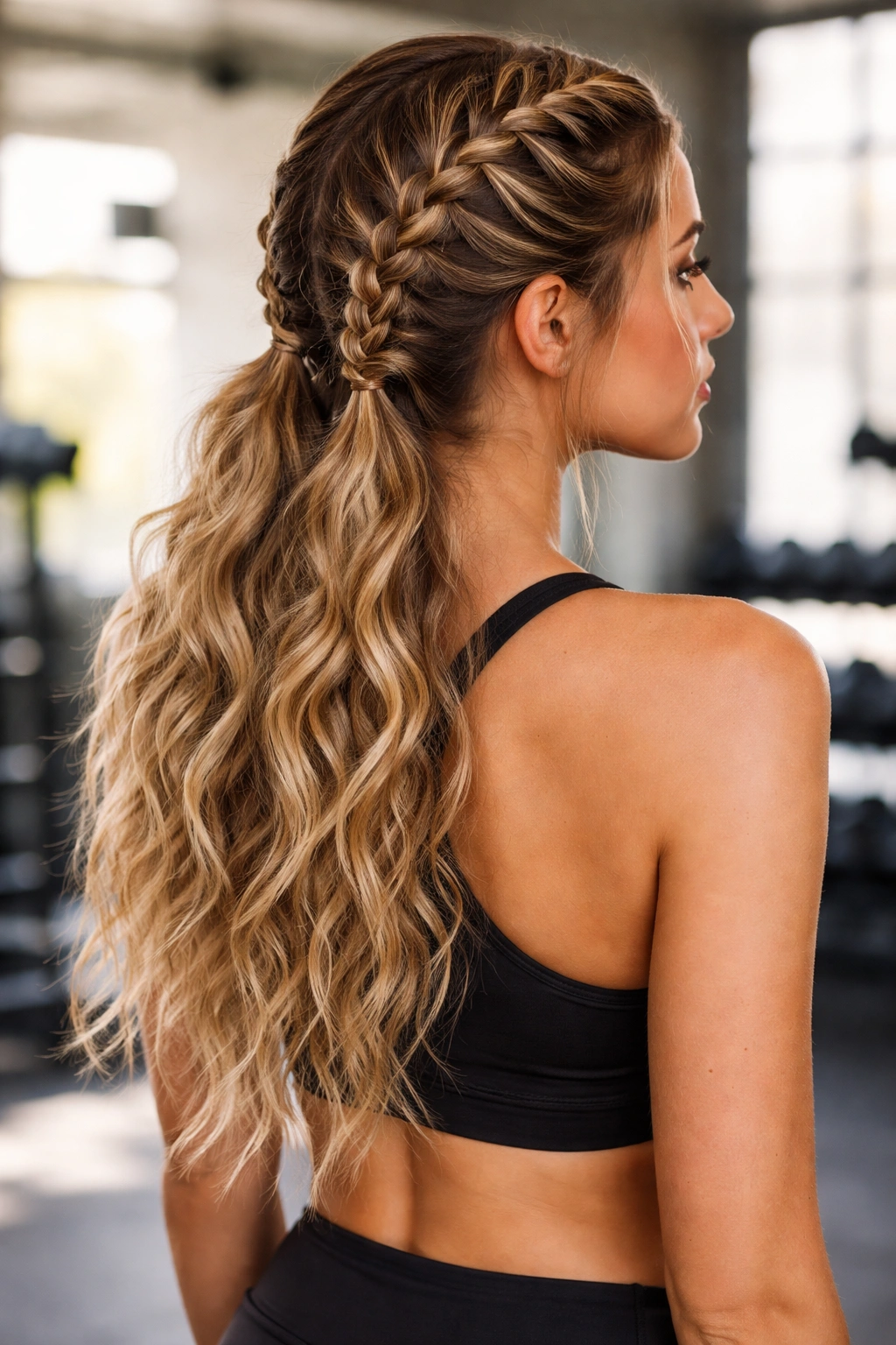 French braids with textured waves giving a fuller, secure look