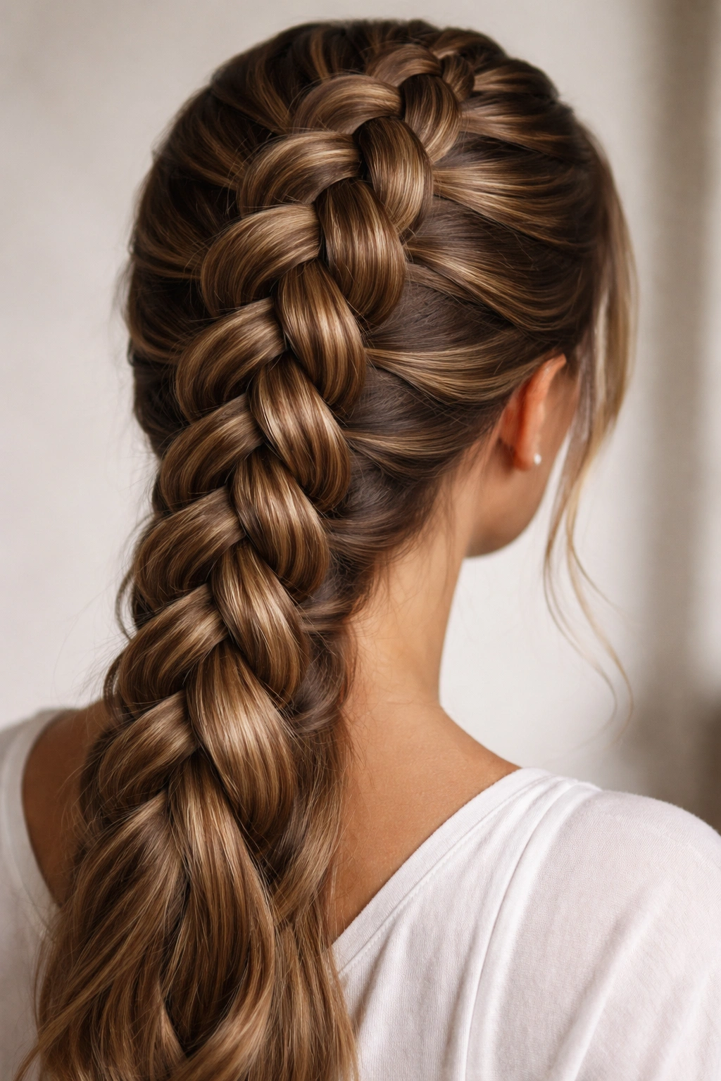Dutch braid on thick hair showing dimensional depth