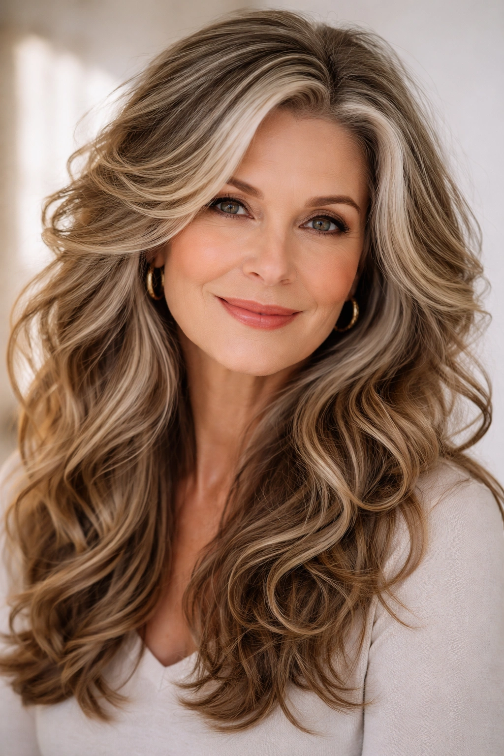 Thick, voluminous waves with high crown layers creating dense texture