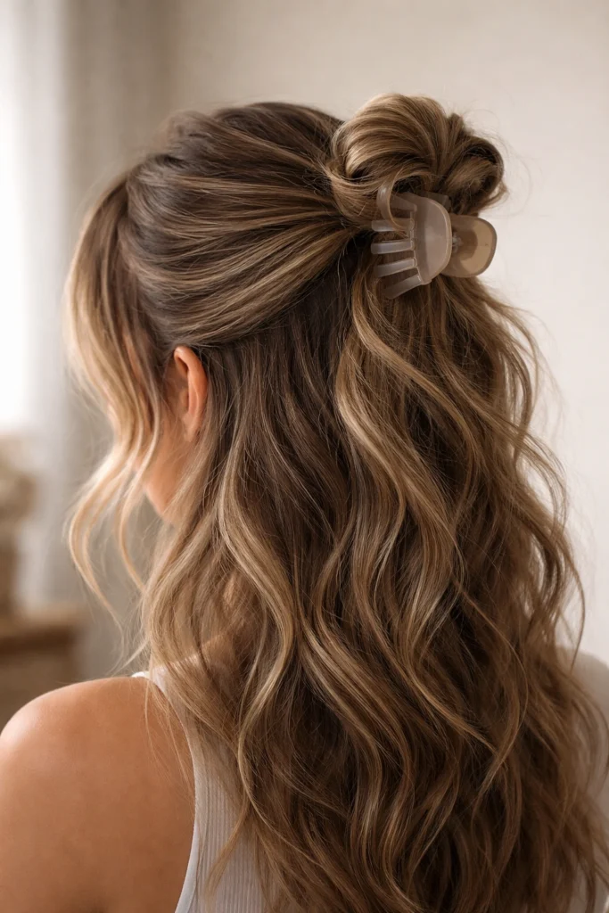 12 Messy Claw Clip Half Up Half Down Styles
