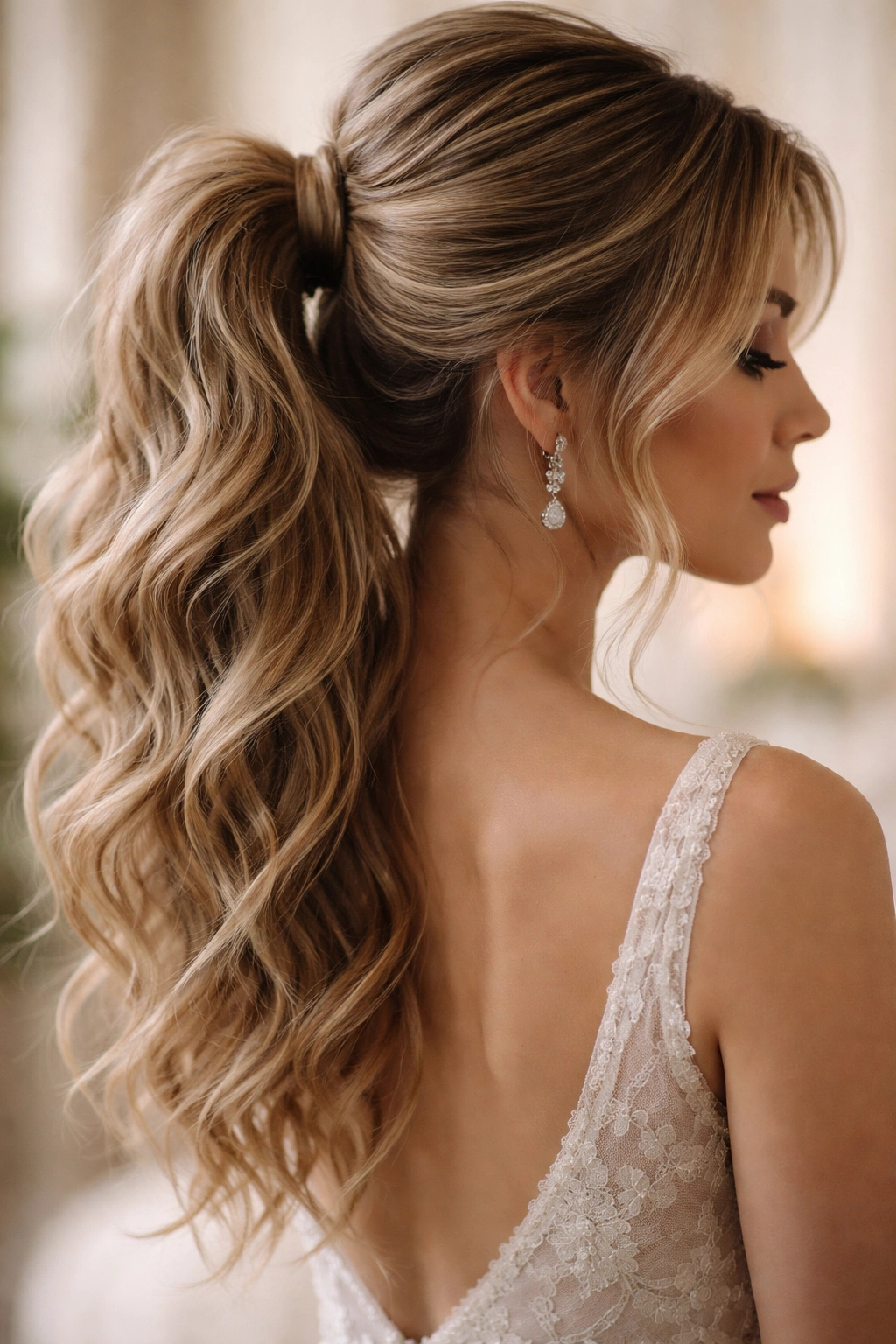 Tousled velvet ponytail with rich texture and shine
