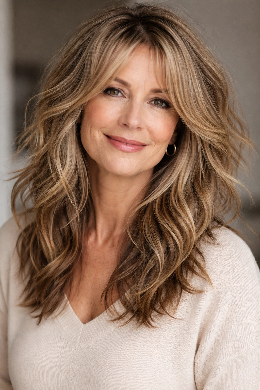 Close-up of tousled waves and choppy layers for thickening appearance