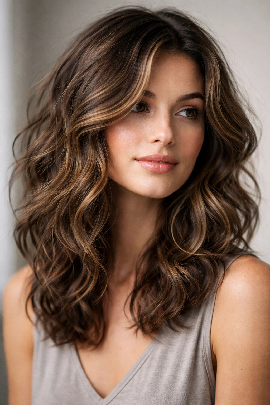 Medium-length tousled waves with depth from layering
