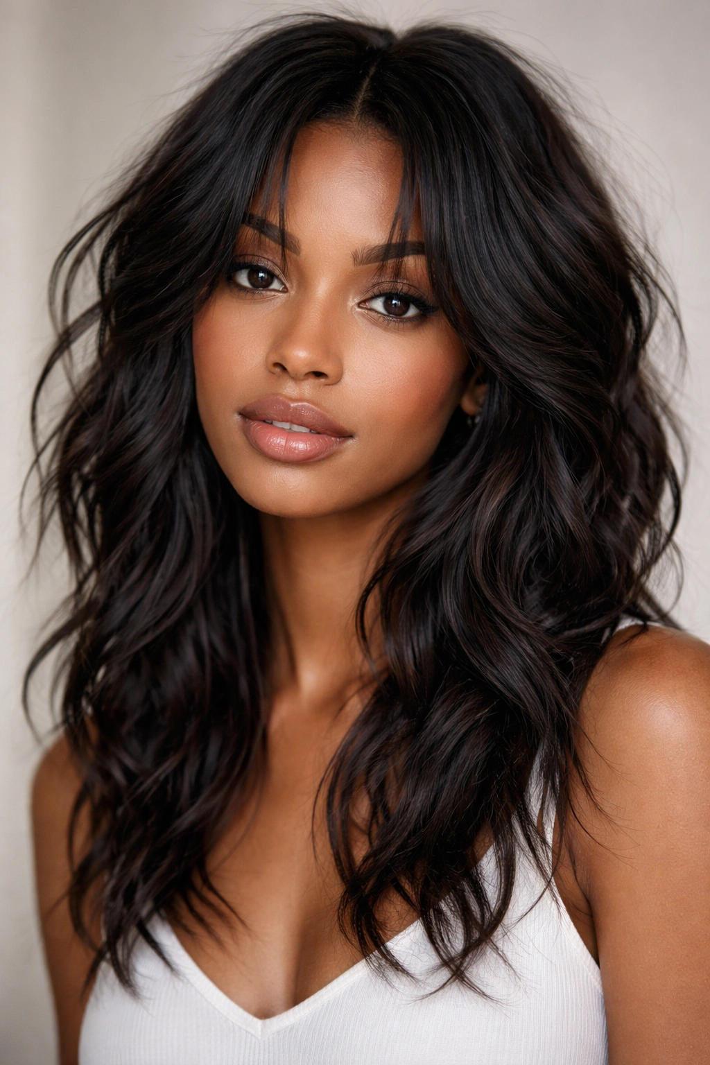 Tousled waves with face-framing pieces around the face