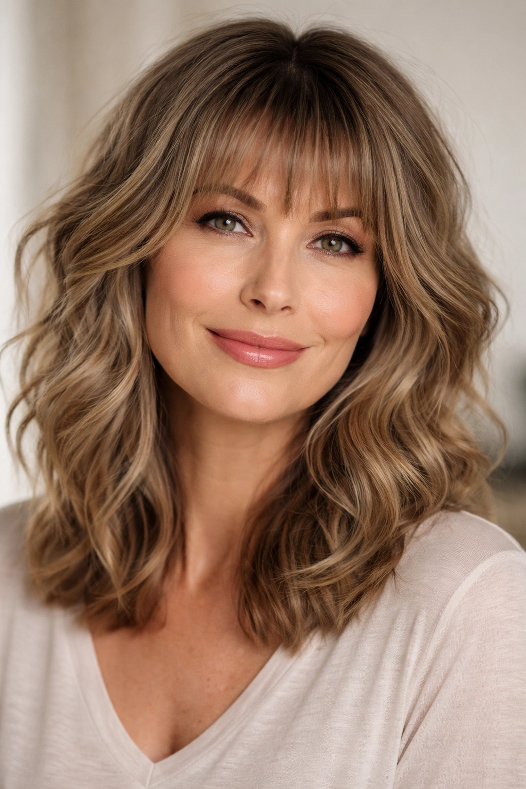 Tousled waves with wispy micro bangs