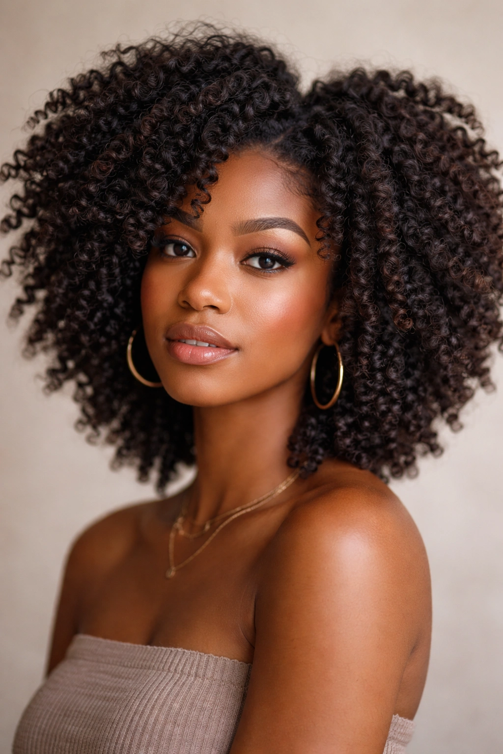 Close-up of twist-out afro with defined kinky-curly texture