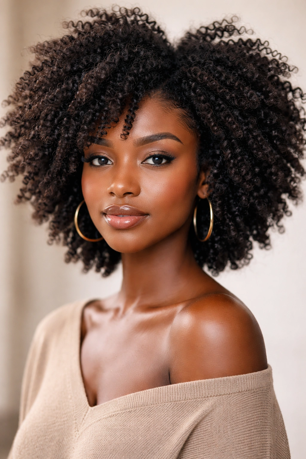 Close-up of a twist-out afro with defined kinky-curly texture