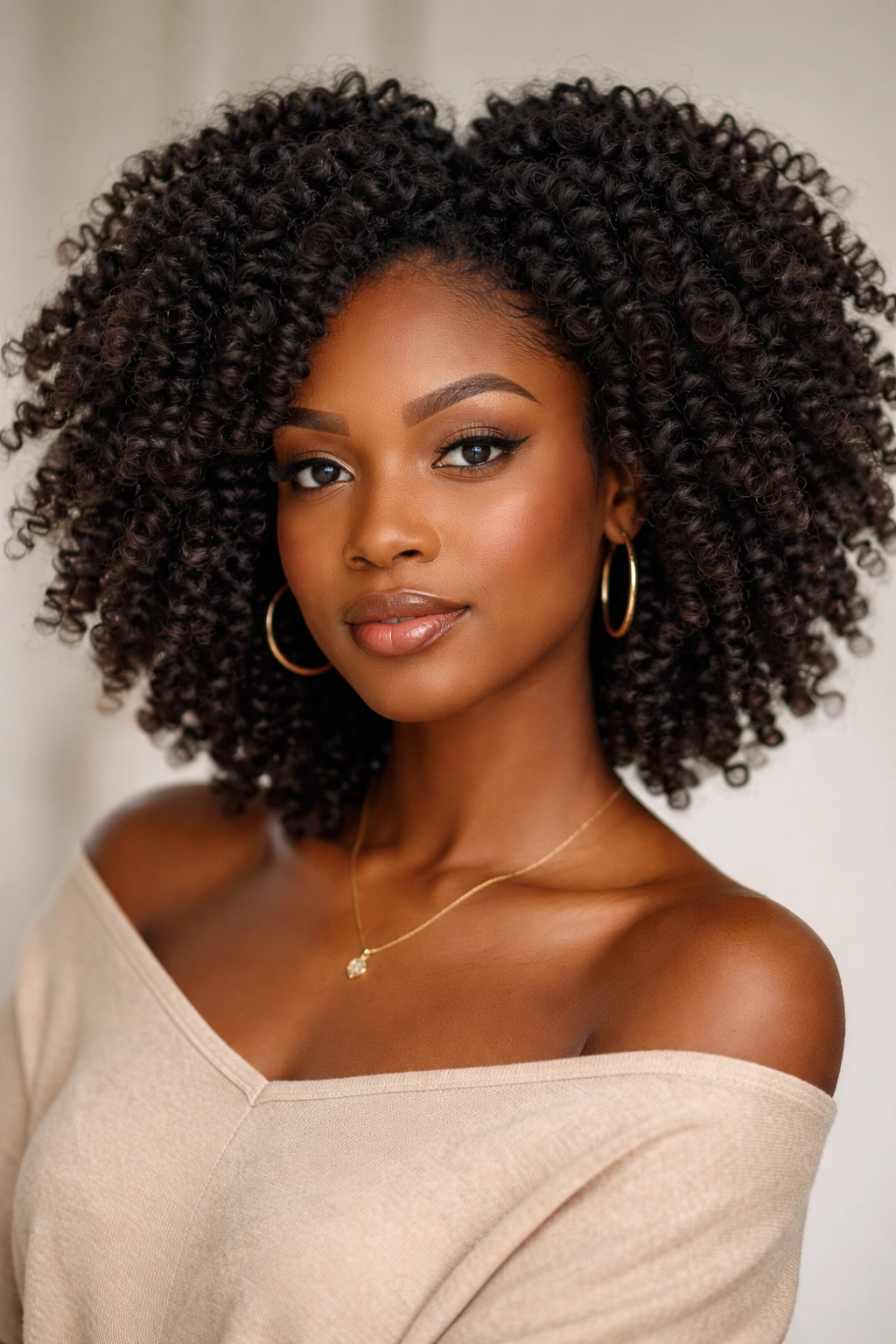 Close-up of a twist-out afro with defined kinky-curly texture and volumized silhouette.