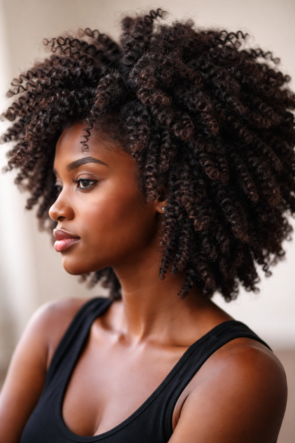 Close-up of twist-out afro showing defined kinky-curly texture and volume