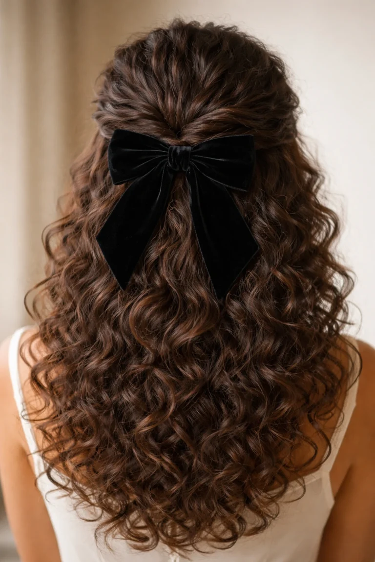 12 Half Up Half Down Bow Styles for Curly Hair