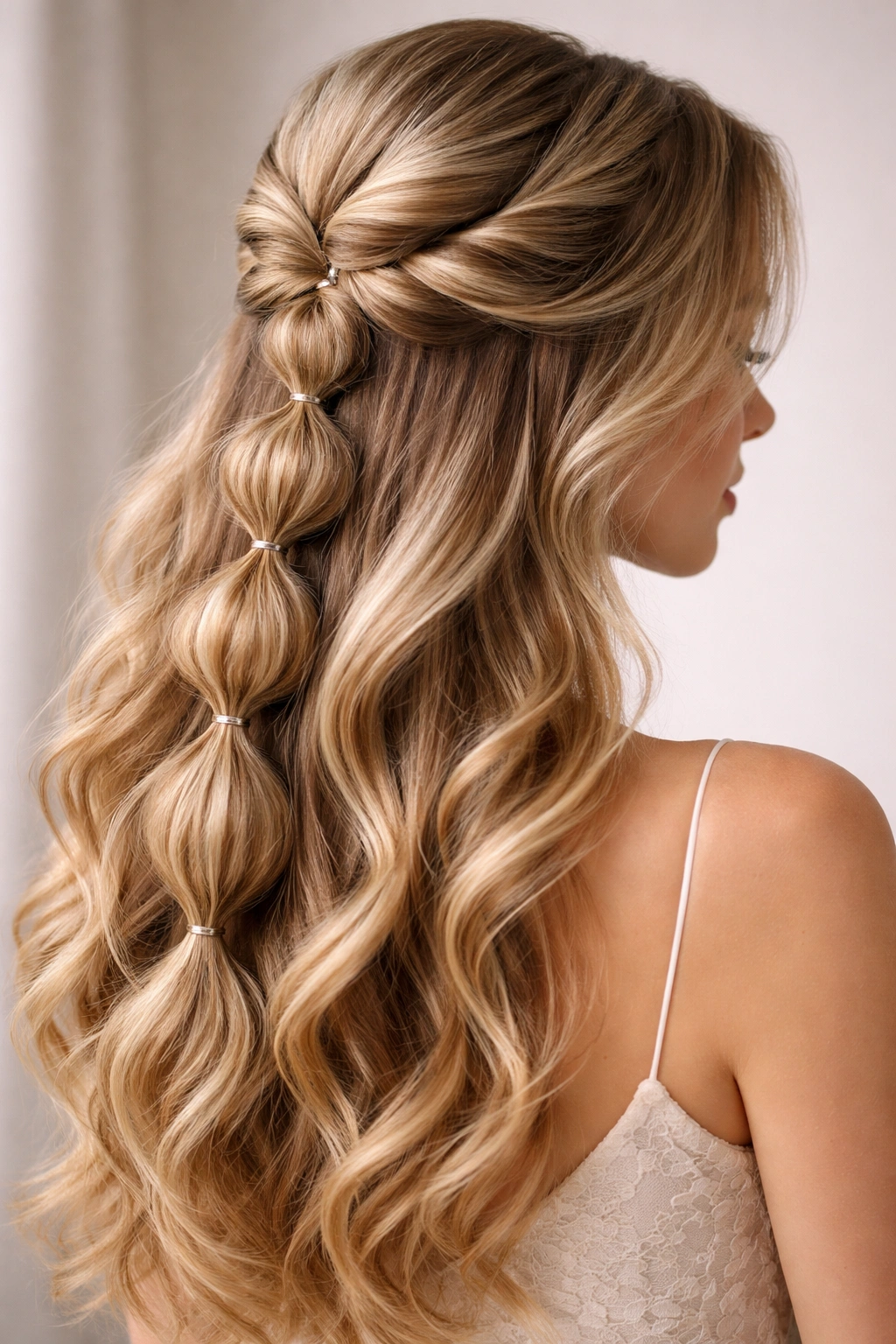 Twisted bubble braid hybrid with twisted sections forming bubbles