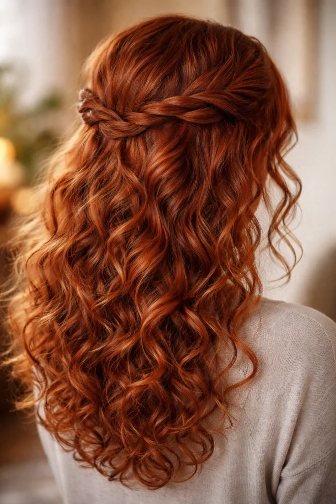 15 Half Up Half Down Looks for Curly Red Hair