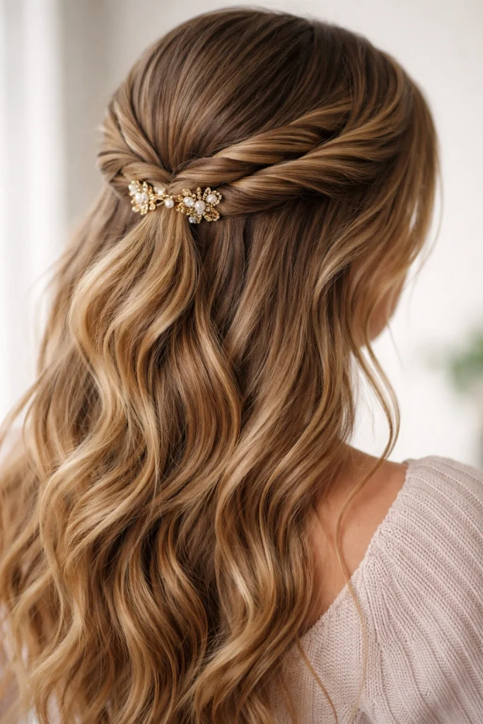 15 Half Up Half Down Styles With Hair Pins