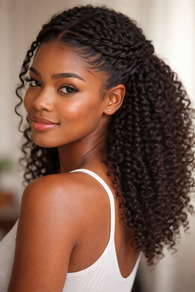 18 Cute Half Up Half Down Styles for Natural Hair