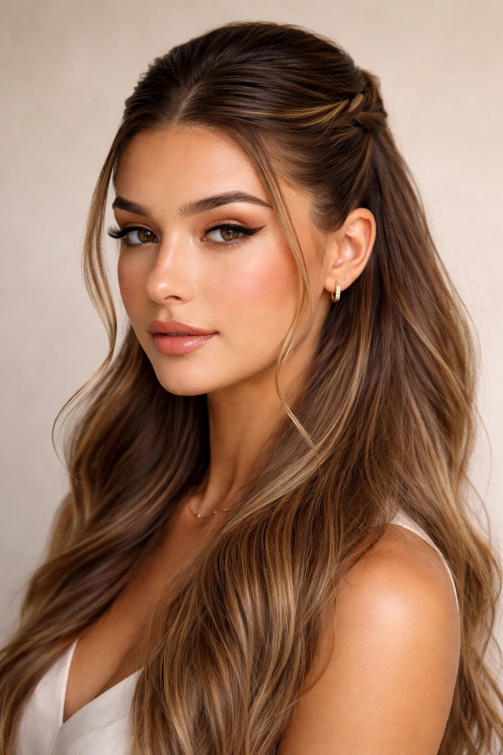 Head-and-shoulders portrait of hair styled with twists and slicked sides
