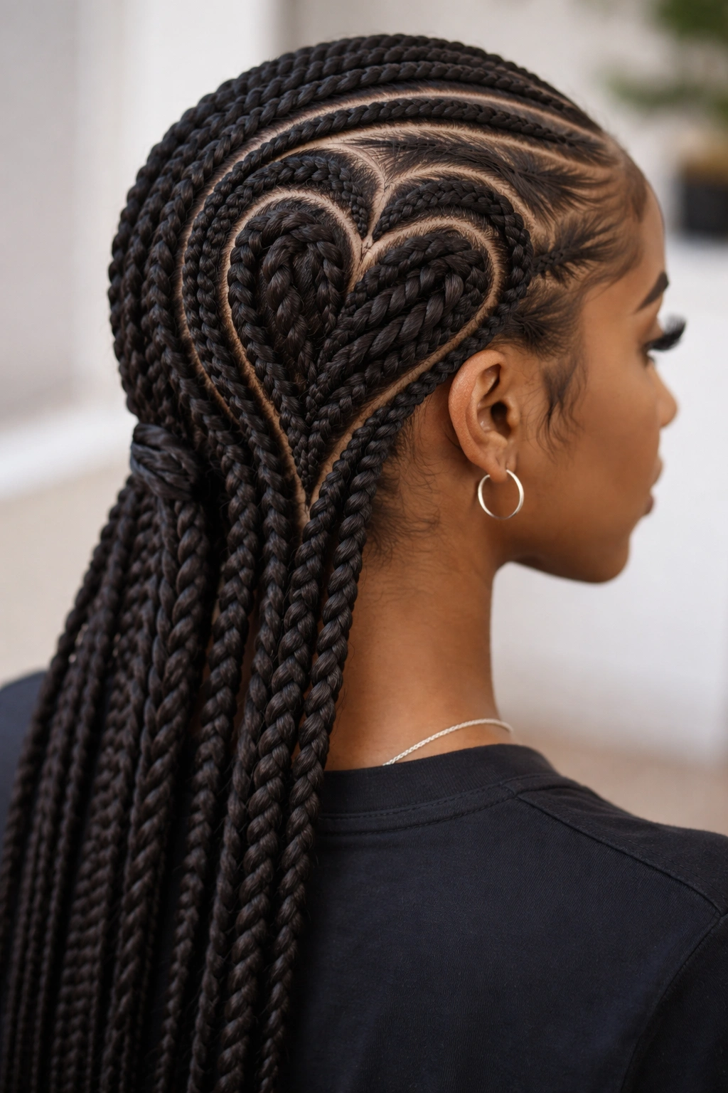 Heart pattern formed with twisted sections and cornrows