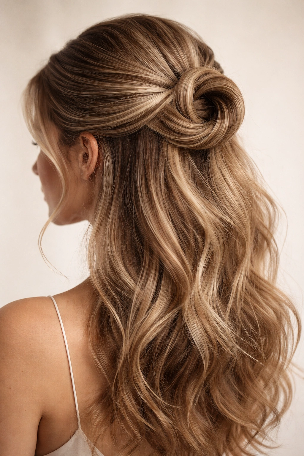 Close-up of crown twisted loop hairstyle with retro-inspired polish