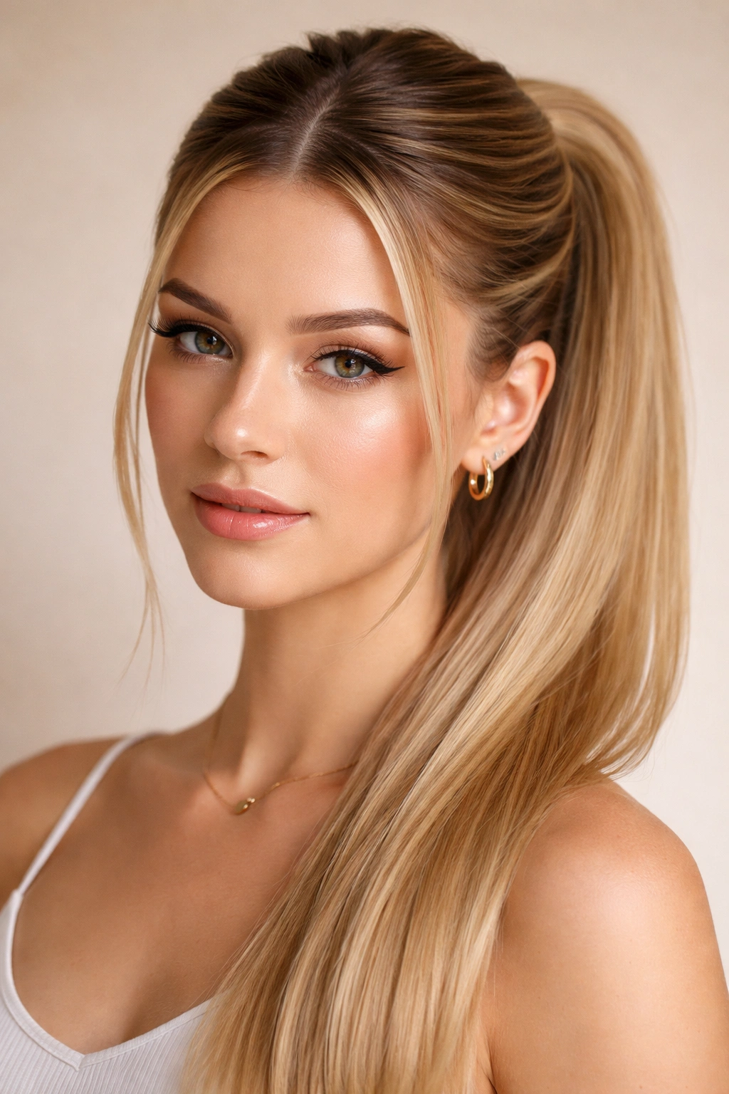 Two twists wrapping around the ponytail base