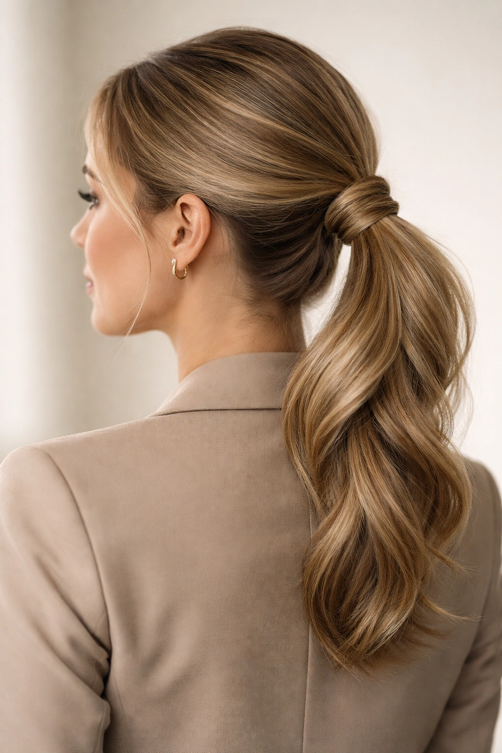 Twisted ponytail with two twisted sections.