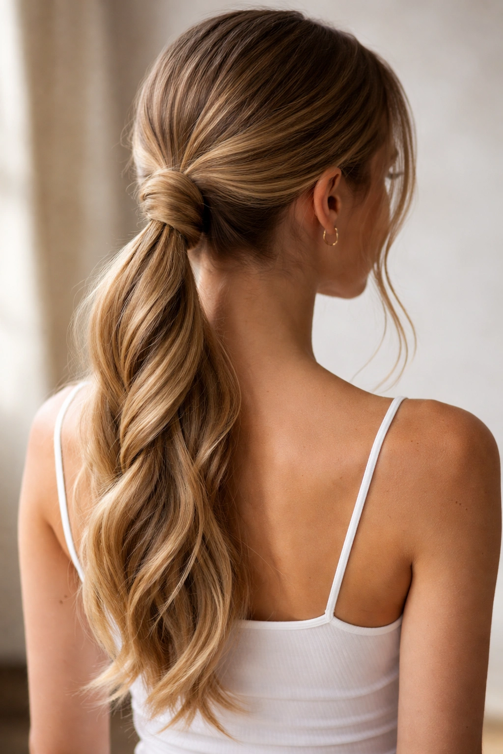 Twisted ponytail with rope-like twists