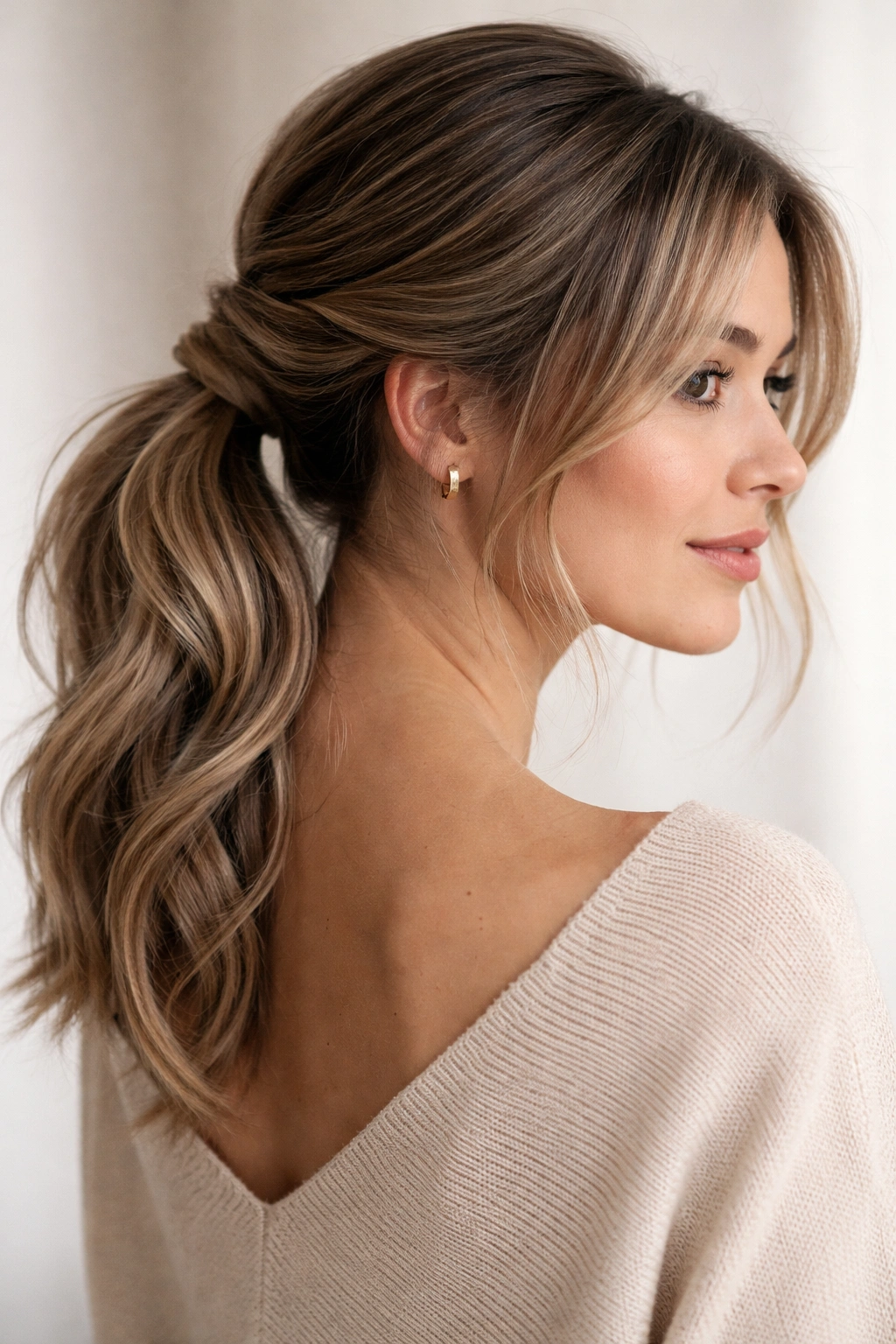 Twisted ponytail with intertwined twists