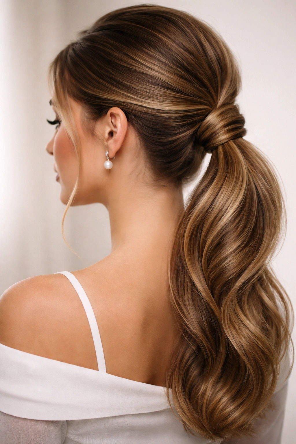 Close-up of a double-twisted ponytail showing elegant texture