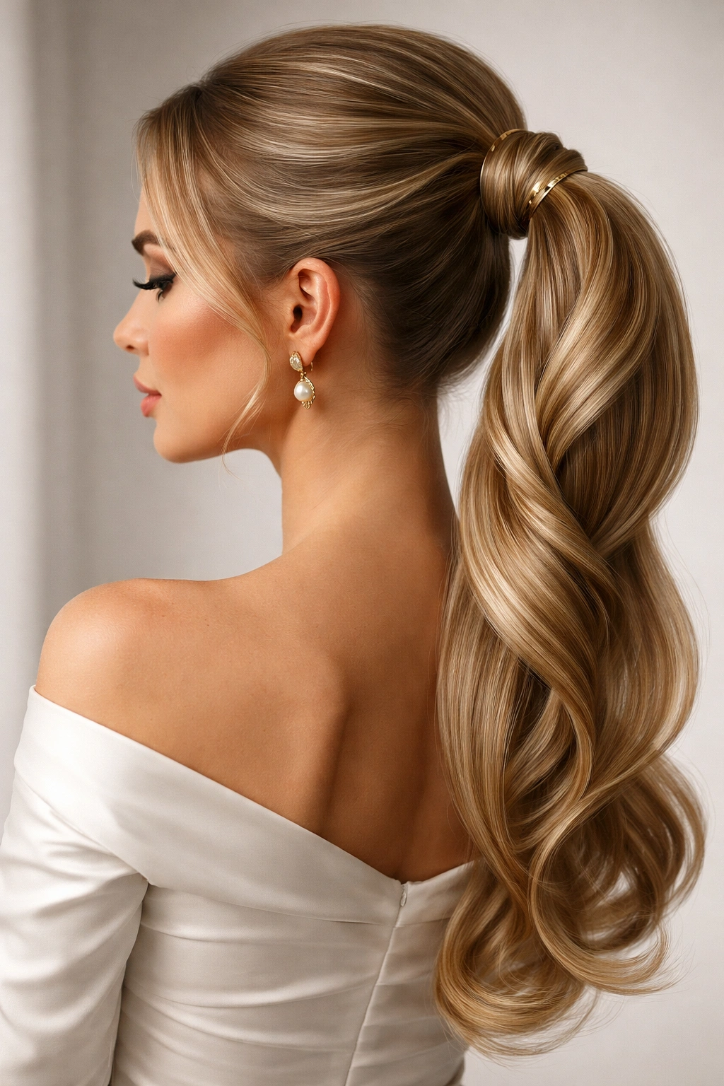 Twisted rope ponytail with intertwined strands