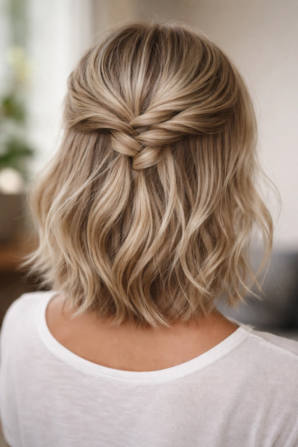 Back view showing multiple small twisted sections gathered at the back
