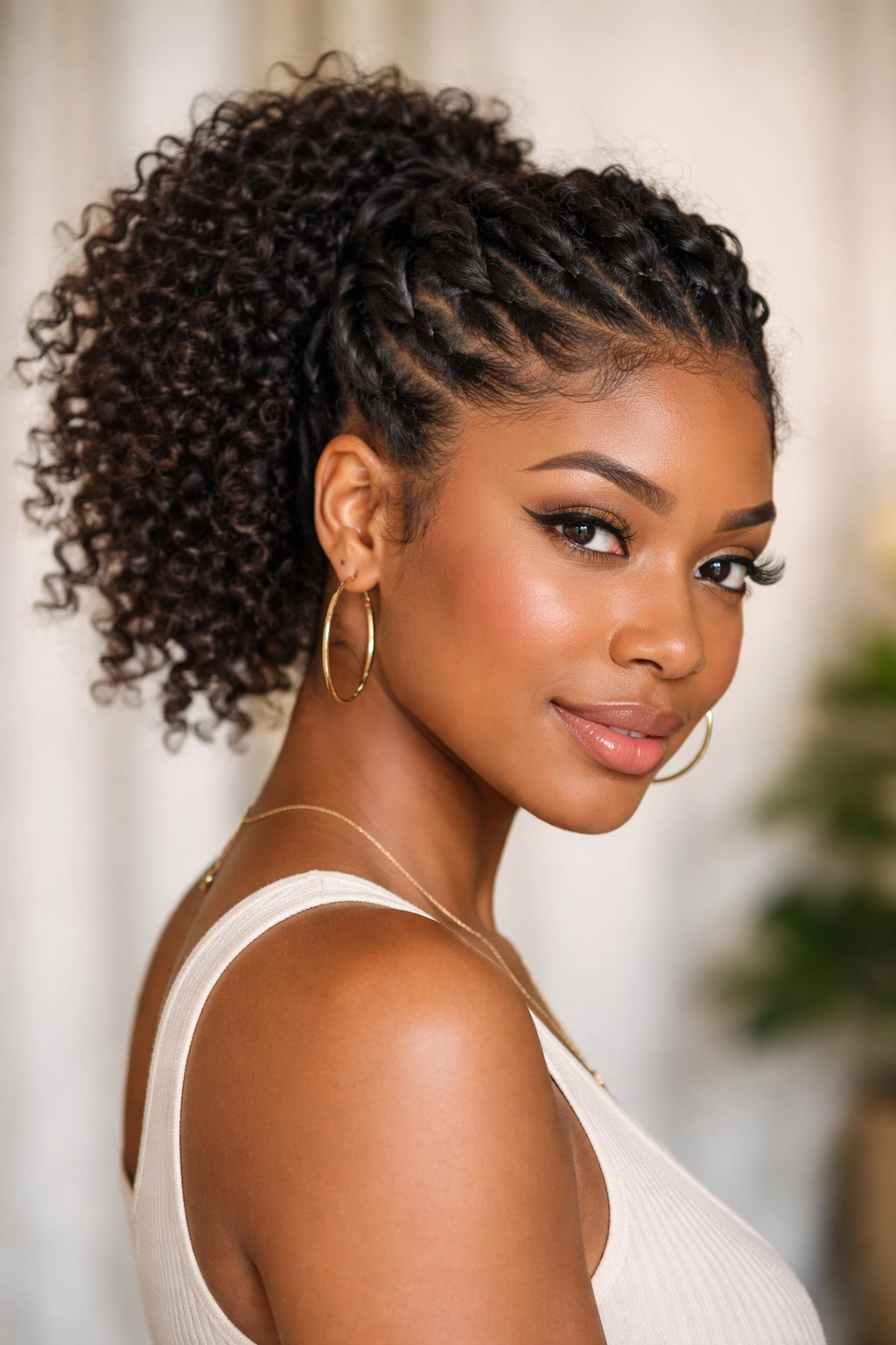 Twisted weave ponytail with textured twists