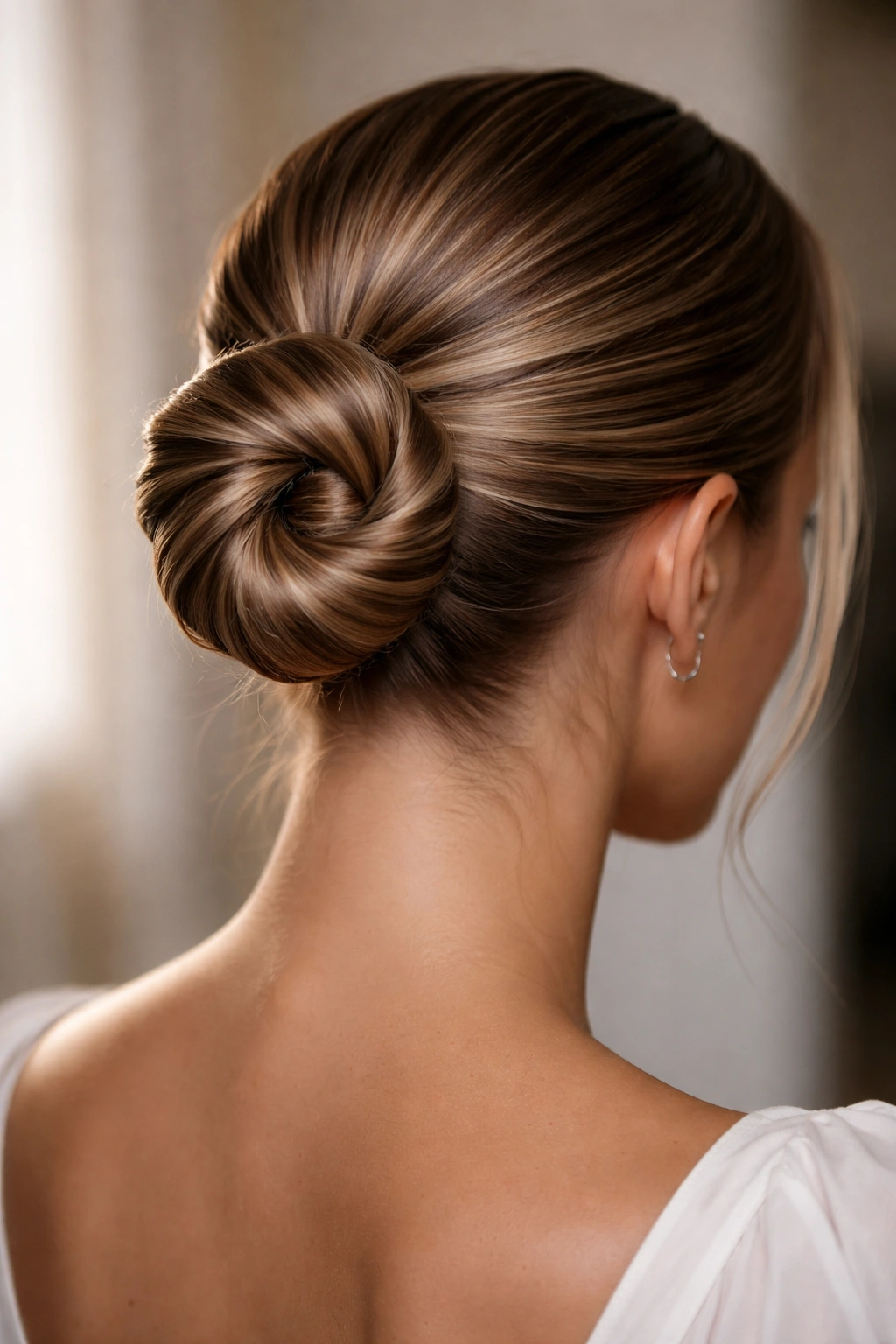 Twisted wrap bun with spiral twists around the base
