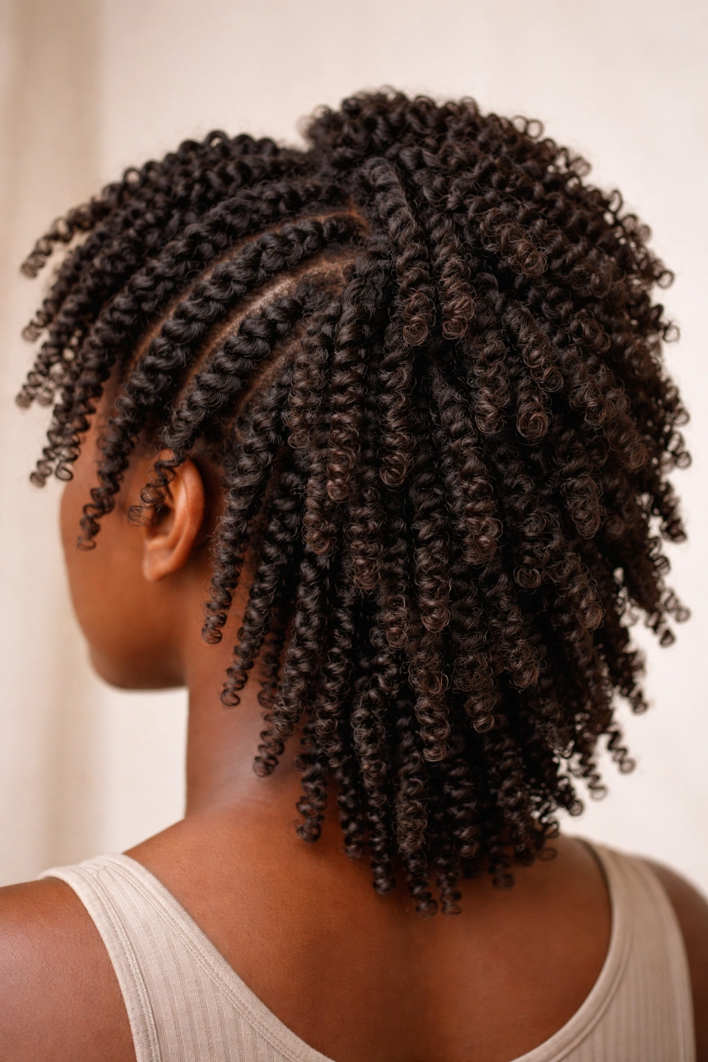 Twists and coils hairstyle on 4C hair