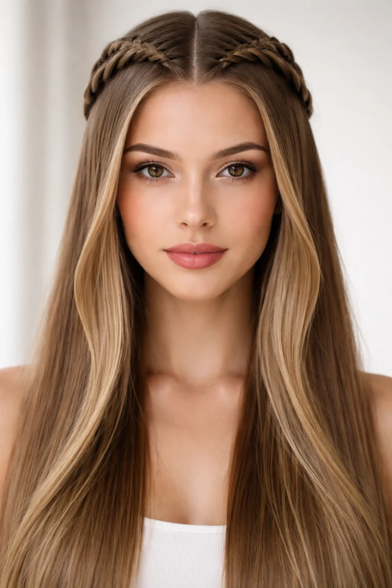 10 Straight Hair With Braid Accents