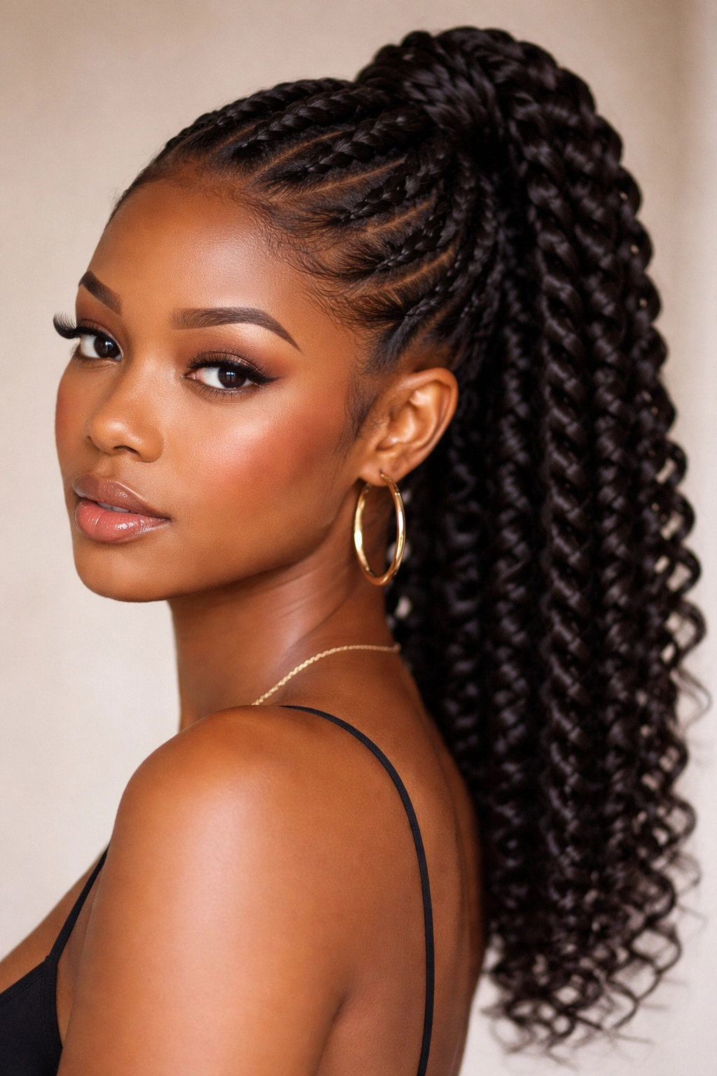 Two-strand twists creating spiral texture in ponytail