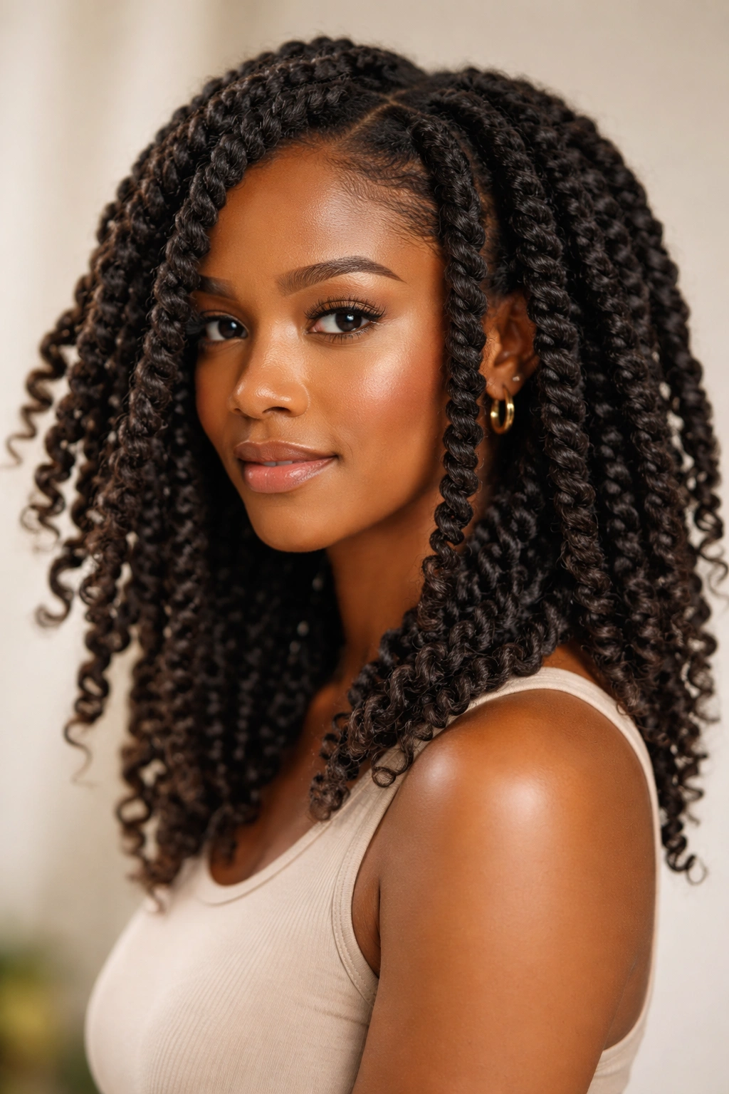 Two-strand twists in natural coils showing texture