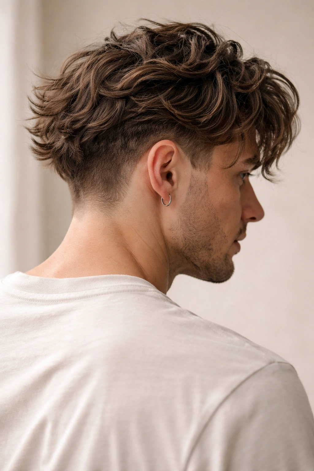 Textured medium waves with undercut visible at the nape