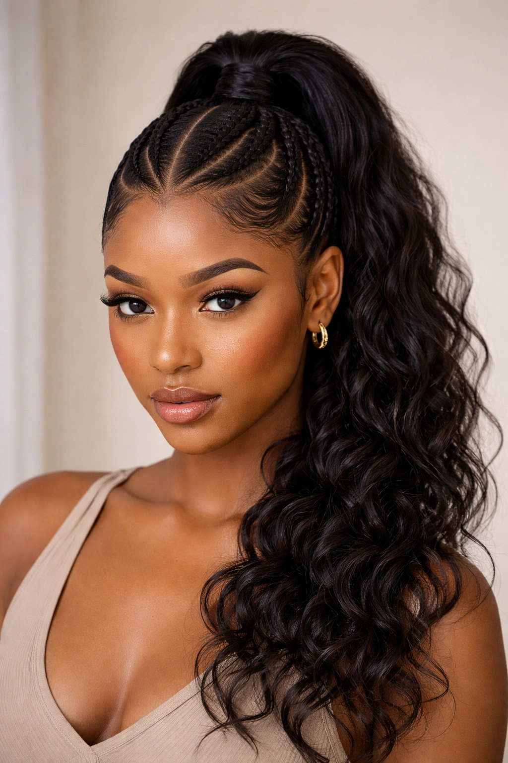 Close-up of V Part with braided detail ponytail showing braid accents