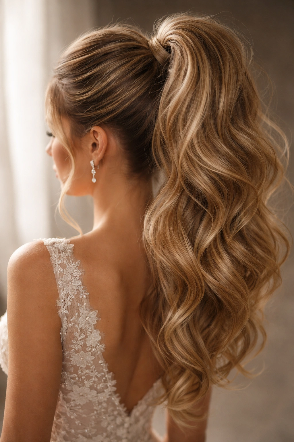 High volume ponytail with backcombed base and smooth outer layer