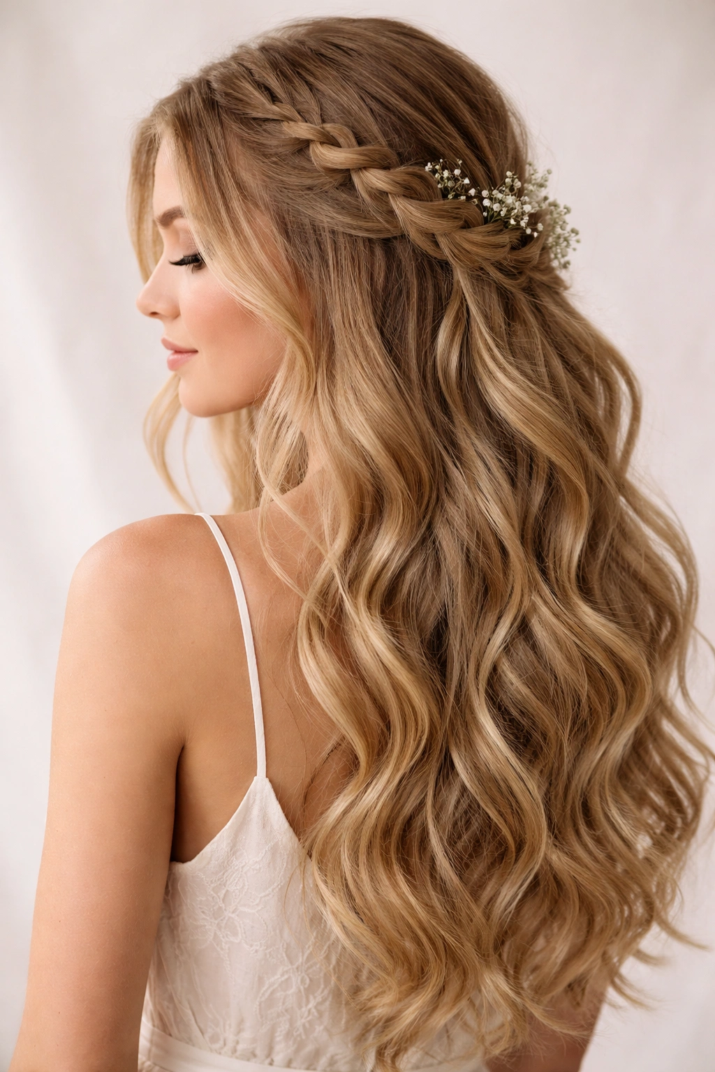 Soft waves with a loose braid woven through, adding texture and movement